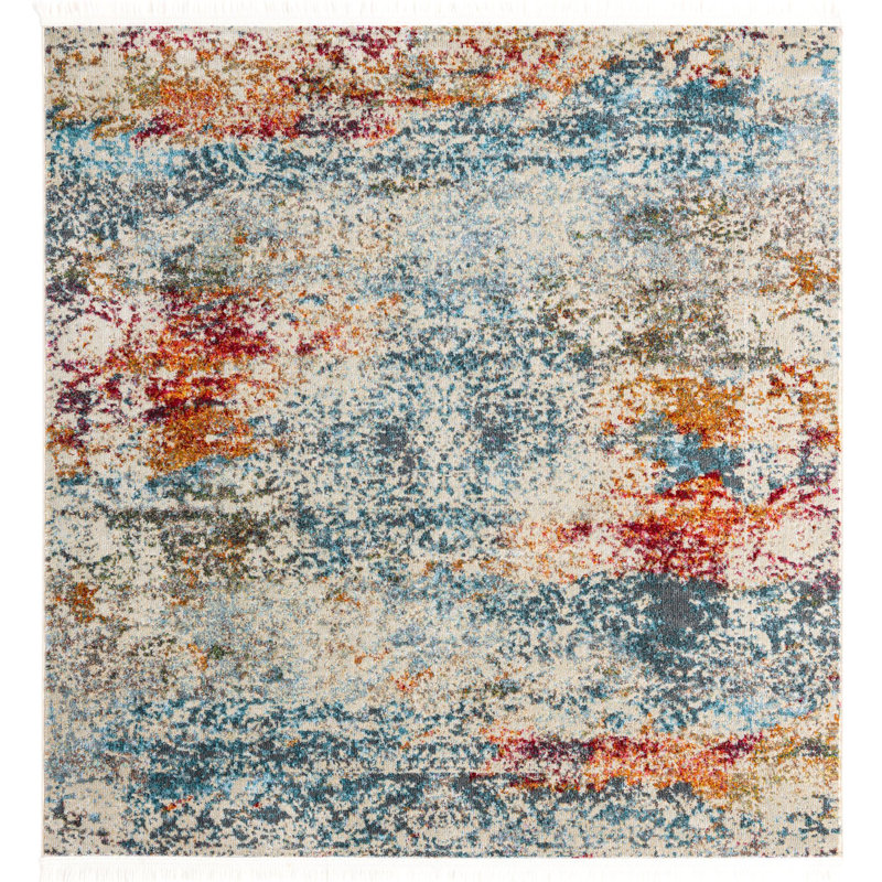 Abstract Indoor Rug, Square 4'