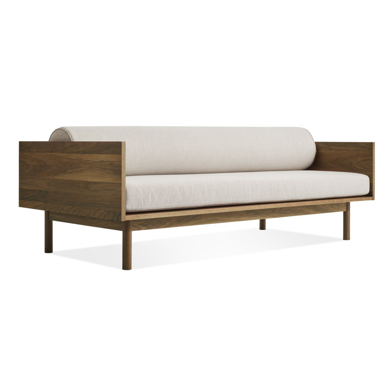 Souvenir Upholstered 87'' Sofa, Landa Stone, Walnut