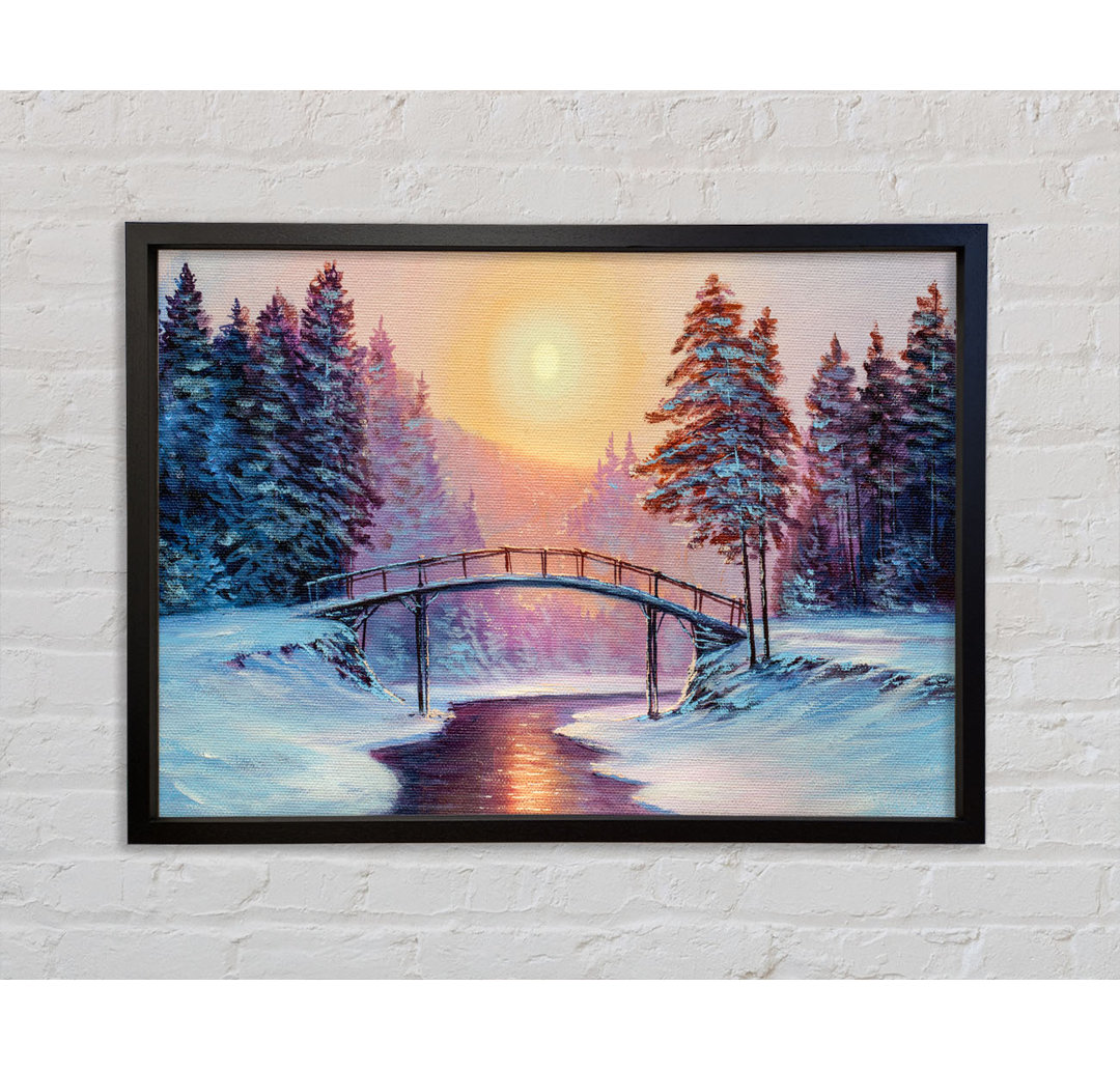 Bridge Across The Winter Scene - Einzelbildrahmen Kunstdrucke auf Leinwand