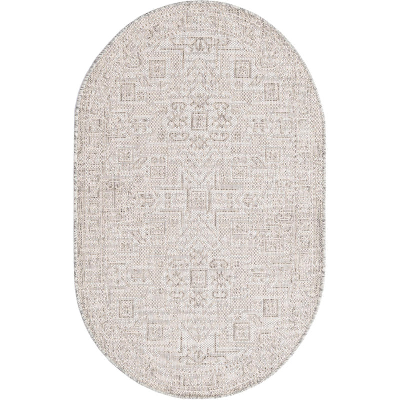 Outdoor Chand Area Rug Beige Color, Oval 3'3" x 5'3"