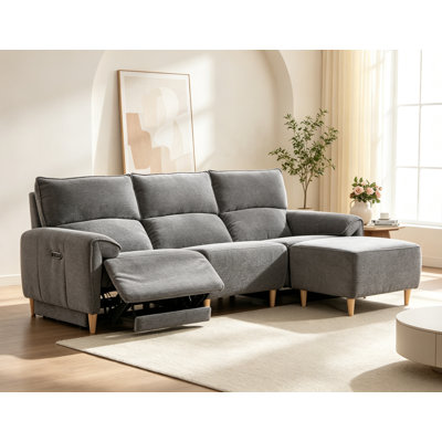 97" Wide Modern Upholstered 3-Seater Power Reliner Sofa With USB Charging
