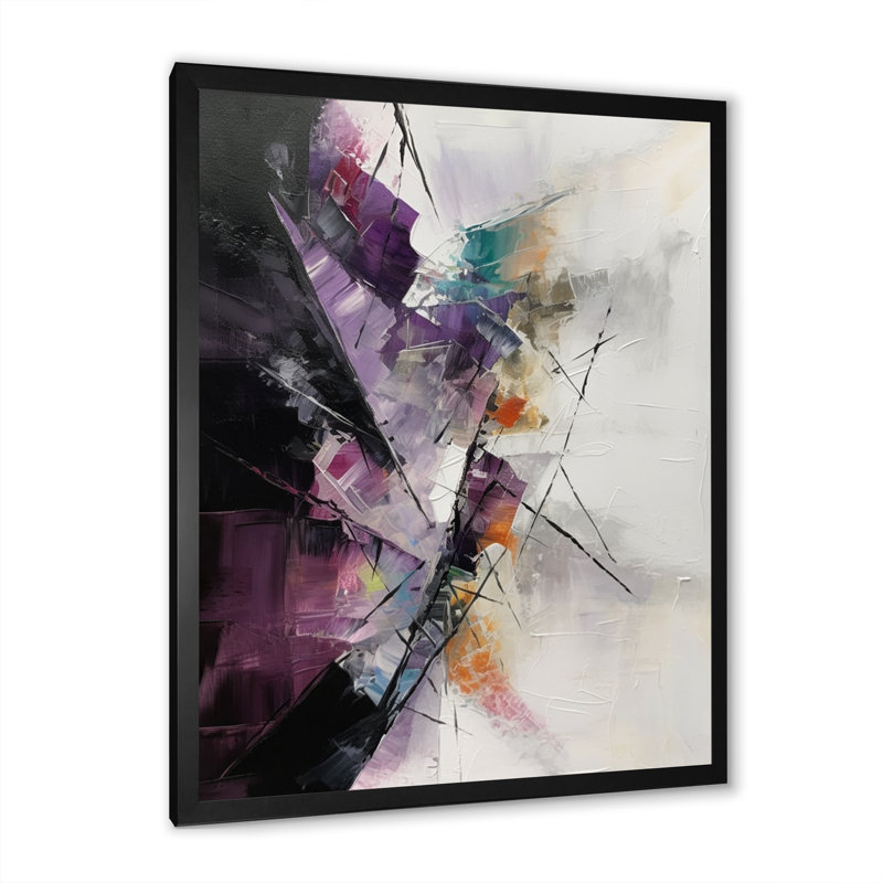 Art mural géométrique en métal, ligne mauve, décor moderne - Langage mauve des lignes I, H 32 po x l 24 po x P 1 po