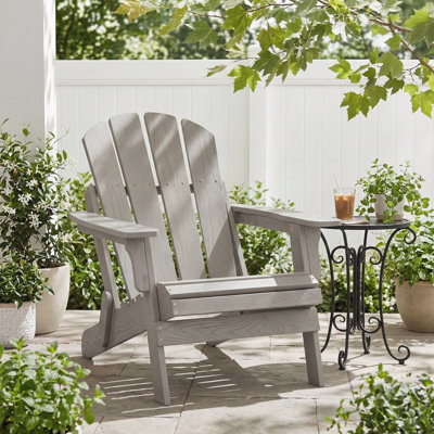 Chaise Adirondack pliante en bois surdimensionnée avec dossier et siège pré-assemblés, chaise de patio en bois pour patio