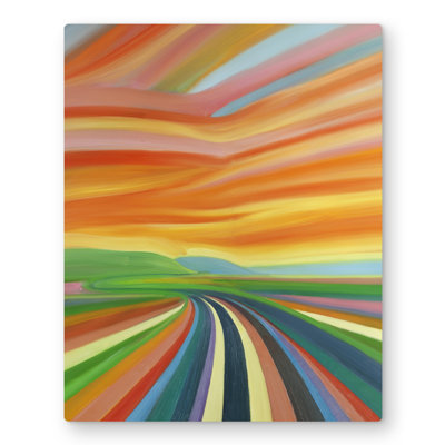 Colorful Road - Modern Blue Metal Print for Home Decor