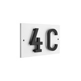 Floating Stand-Off 2-Number Horizontal Sign, White /W/ Black Modern Font Numbers