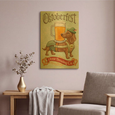 'Beer Dogs 3' By Mary Urban Gold Metal Wall Art, 16" x 24"
