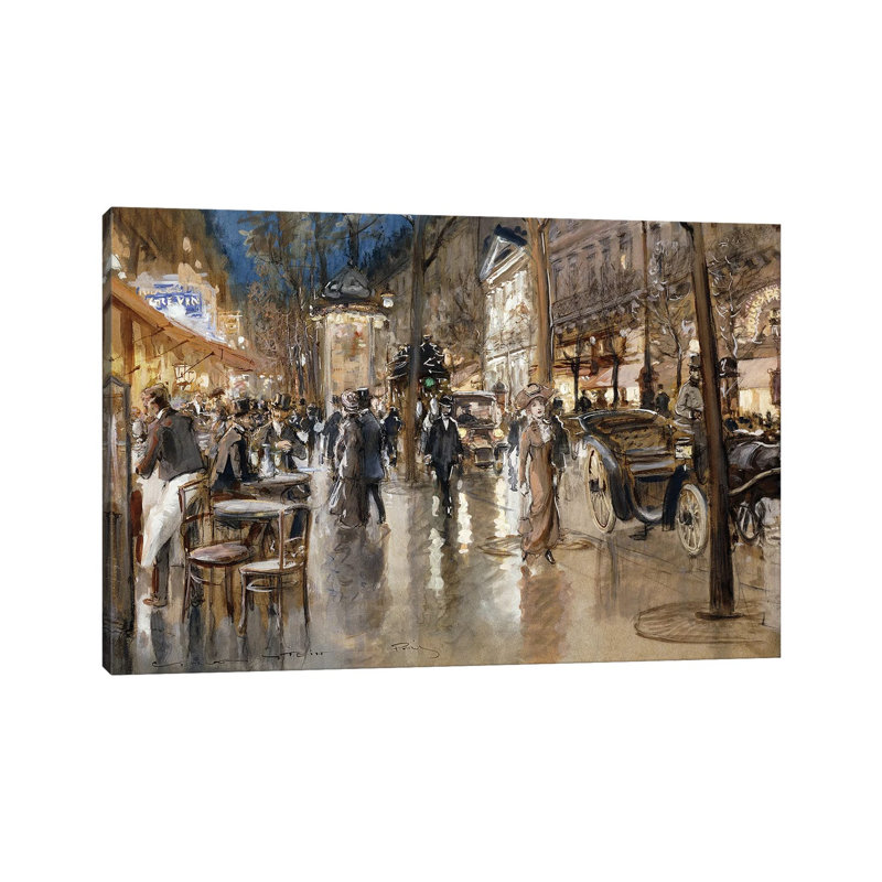 Evening On A Parisian Boulevard by Georges Stein - Wrapped Canvas Print, 66.04 cm H x 45.72 cm W x 3.175 cm D