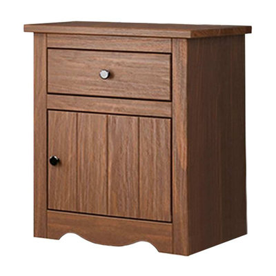 Stav Nightstand, 1 Drawer And Door, 25 Inch, Plank Style, Solid Wood