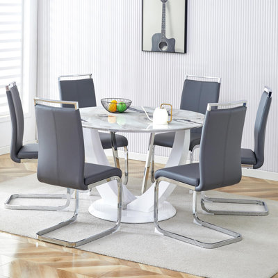 Ensemble de table de salle à manger 7 pièces, table de cuisine moderne et chaises