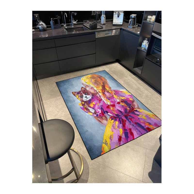 Tapis rose lavable à la machine, Sous-tapis rectangulaire 3 pi 11 po x 5 pi 11 po i