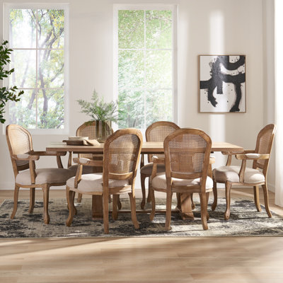 Extendable Solid Wood Top Trestle Dining Set
