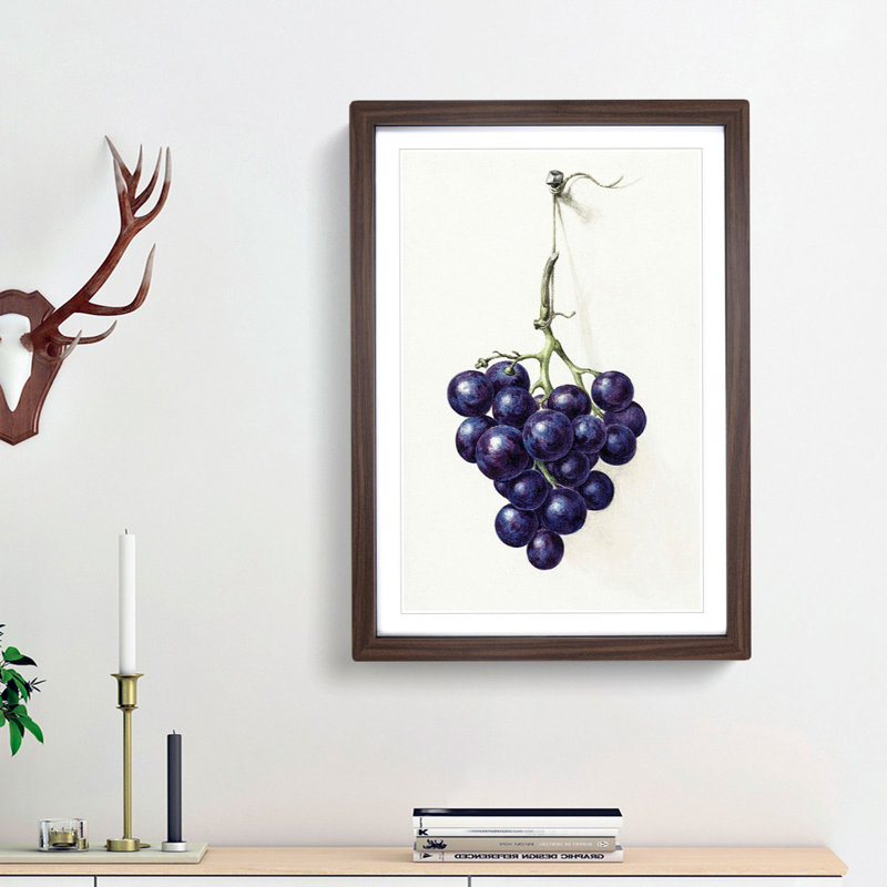 Bunch of Grapes by Jean Bernard - Picture Frame Art Print, 48cm H x 36cm W x 2cm D, Walnut Framed