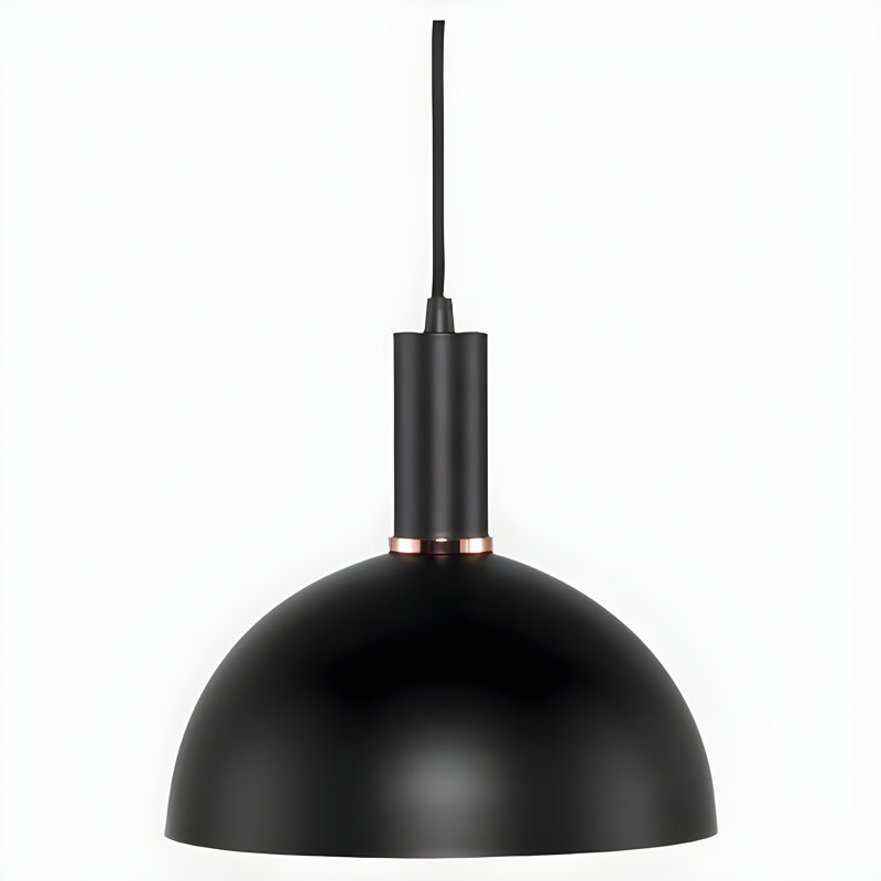 Black Metal Dome Pendant Light – Modern Kitchen & Dining Room Ceiling Lamp with White Lining