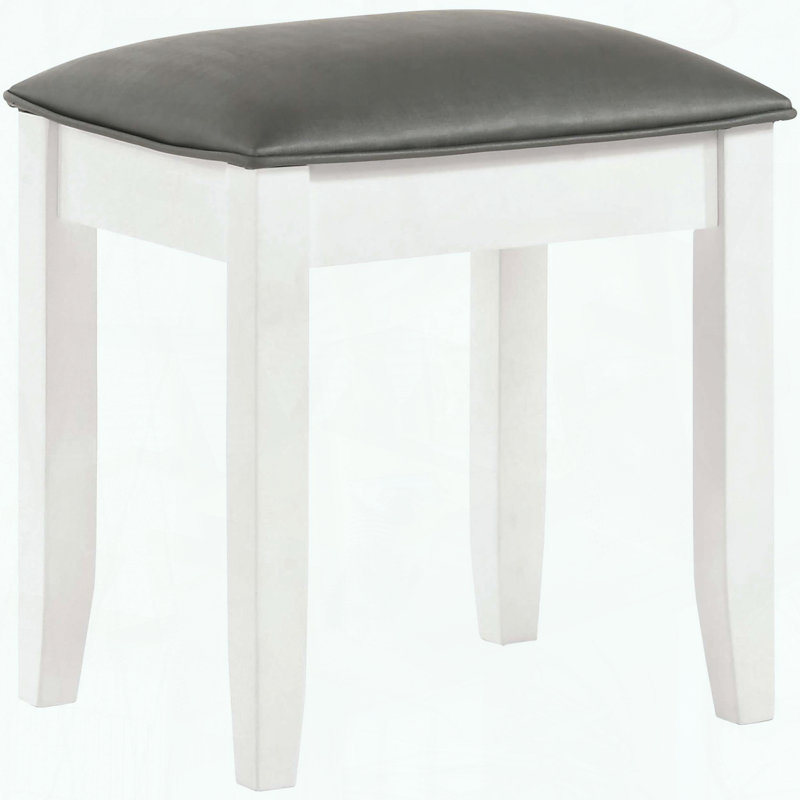 Tabouret de coiffeuse blanc brillant - siège rembourré - pieds fuselés - moderne