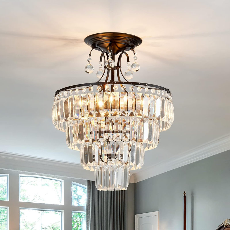 Plafonnier semi-encastré cristal