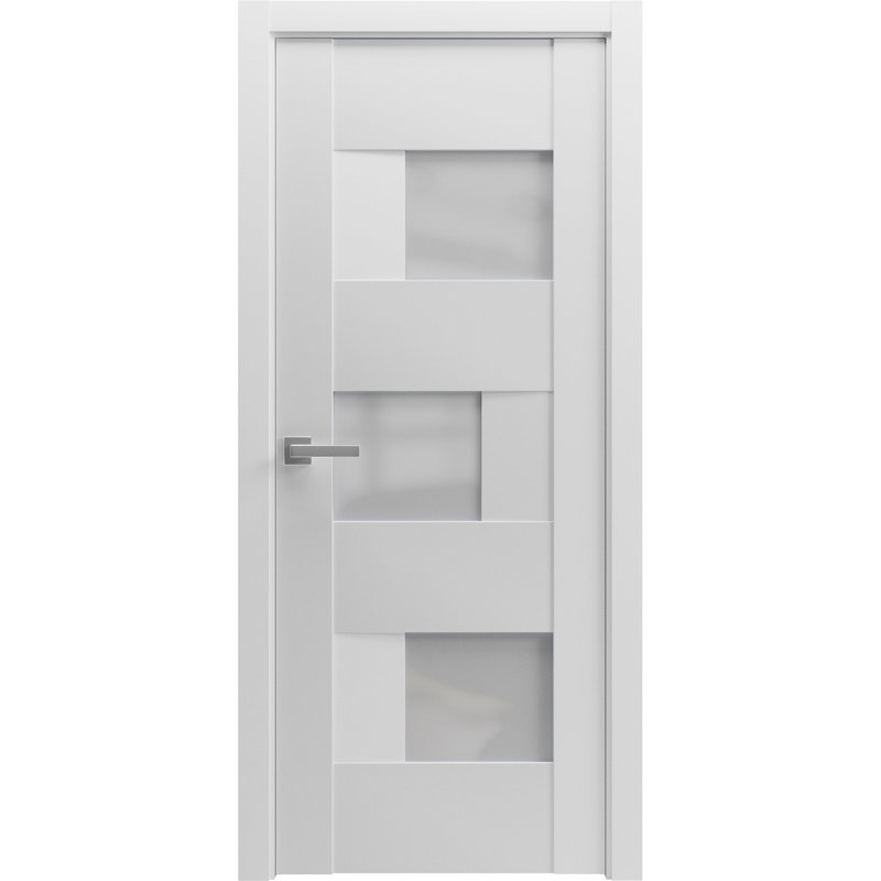 Verre opaque massif français pré-suspendu / Sete 6933 / Poignée à panneau simple régulier / Portes de salle de bain modernes