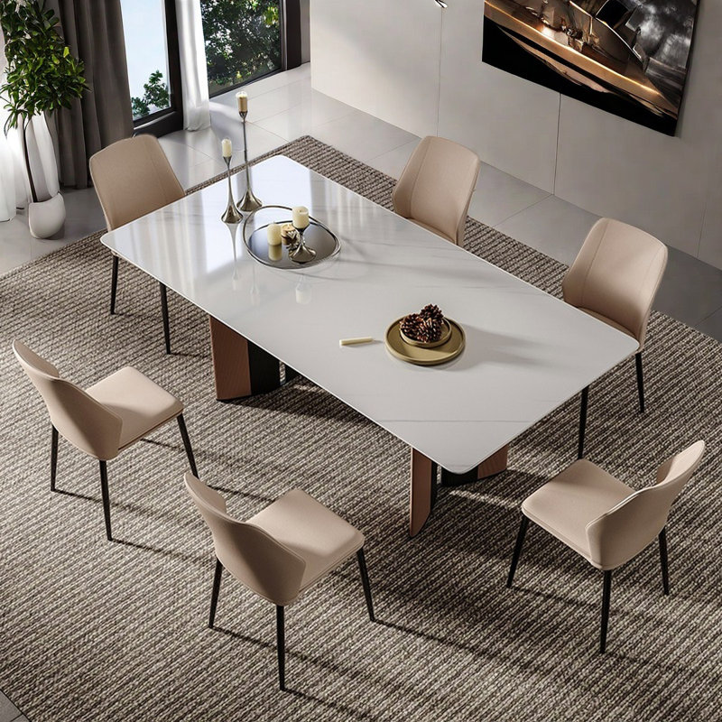 Ensemble de table de salle à manger moderne en pierre supercristalline, H 29,5 po x L 70,9 po x l 35,4 po