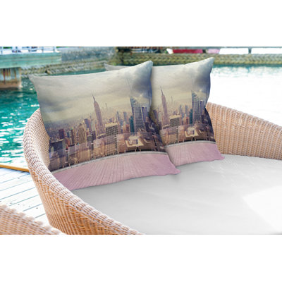Scenery New York USA Roof View Square Pillow Cover