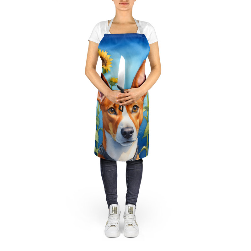 Tablier Basenji en tournesols