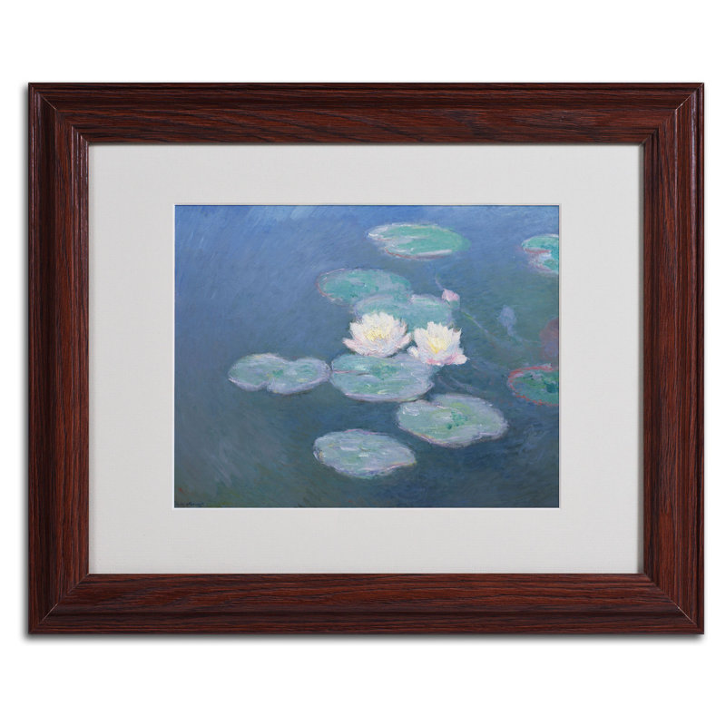 « les nymphéase evening » par claude monet, reproduction d’art sur toile, H 16 po x l 20 po x P 0,5 po, Brun - Biseautée