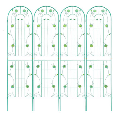 Paquet de 4 treillis de jardin en métal 86,7 "x 19,7" antirouille pour plantes grimpantes support de fleurs extérieur vert