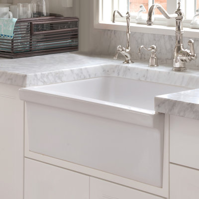 Whitehaus 30” Reversible Single Bowl Fireclay Kitchen Sink: Lip+Fluted, Lip Front Apron