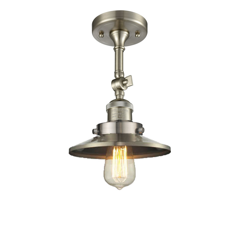 Plafonnier semi-encastré simple en forme de cône à 1 lumière de 8 po Gault, Nickel satiné brossé