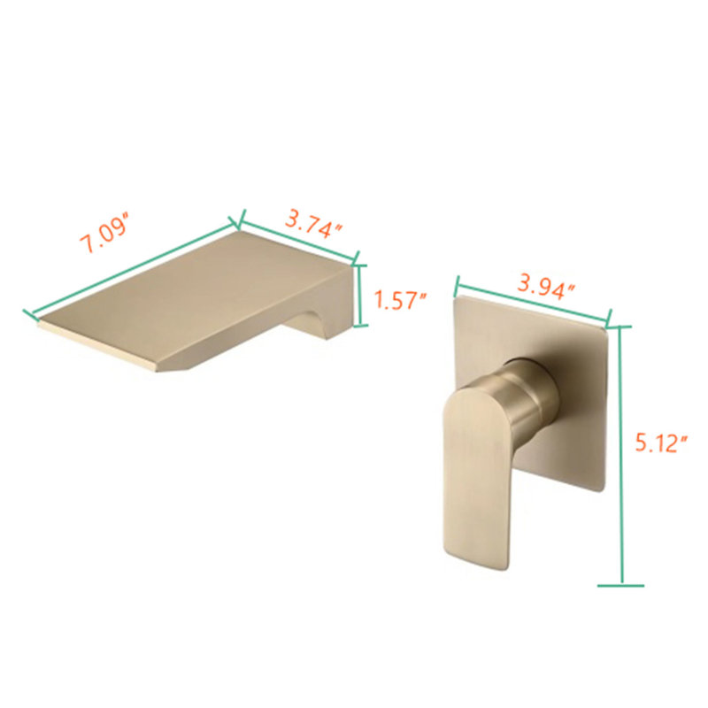 Wall Mounted Optional Single-handle Bathroom Faucet, Brushed Gold