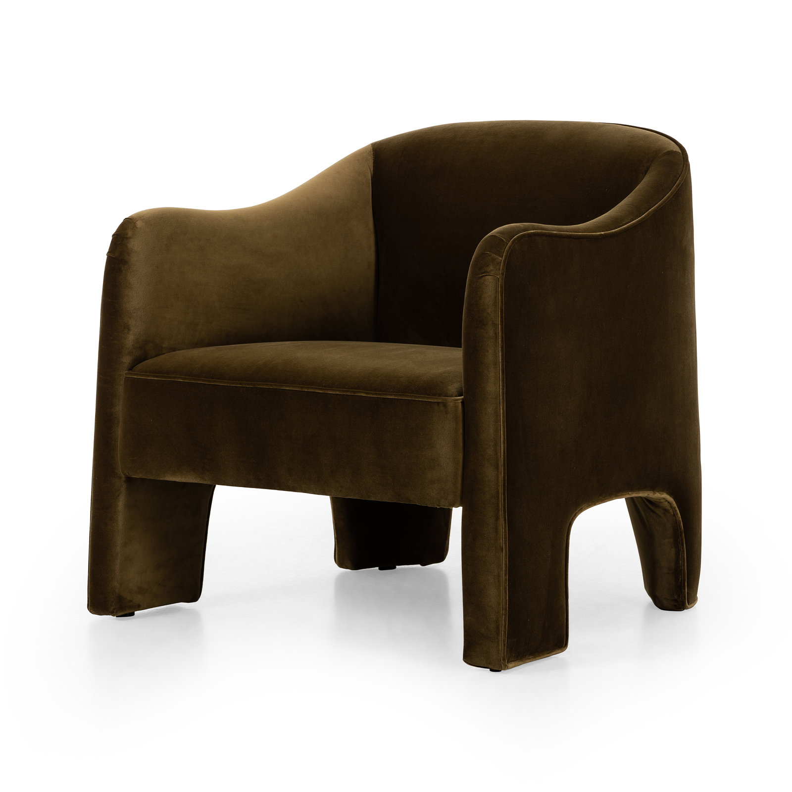Velvet Barrel Chair, Olive Green Velvet