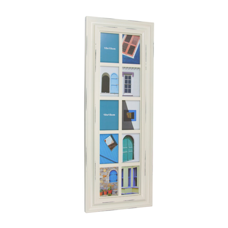 35" Distressed Windowpane Photo Collage Frame Wall Decor