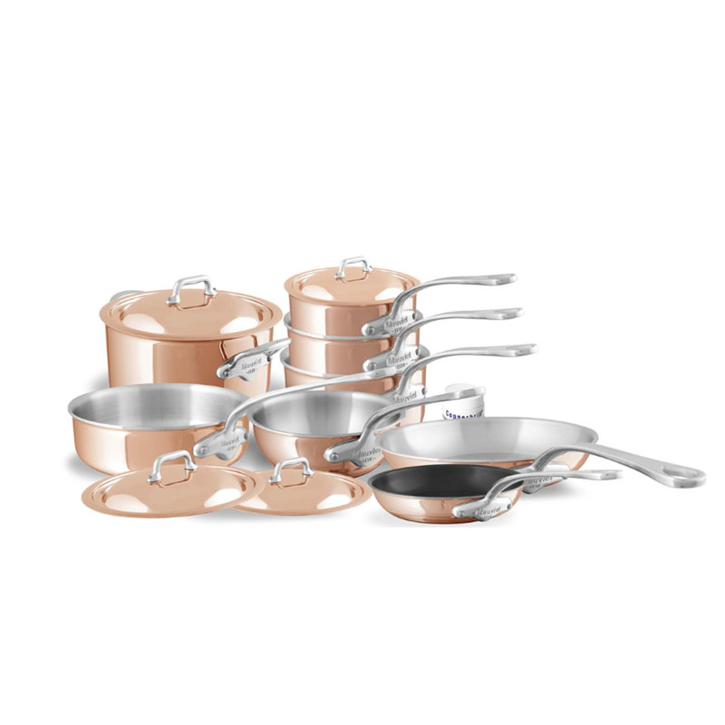 Mauviel M'6 S 12-Piece Induction Copper Cookware Set With Cast Stainless Steel Handles