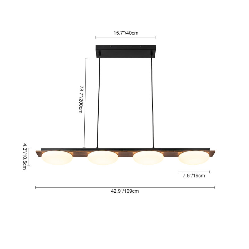 4 - Light Walnut Wood Grain Led Linear Island Pendant