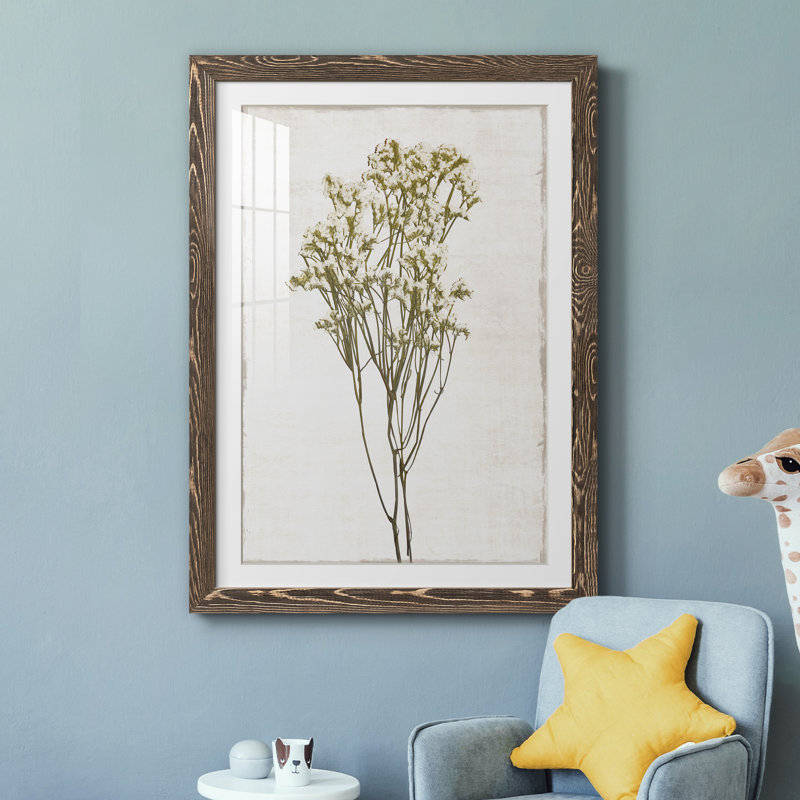 Farmhouse Pressed Flower II - peinture encadrée, H 44 po x l 31 po x P 1 po, Noyer