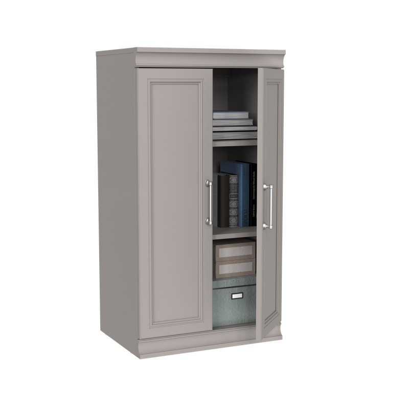 Modular Storage 21.38" W 3 Shelf Storage with Doors, Gray