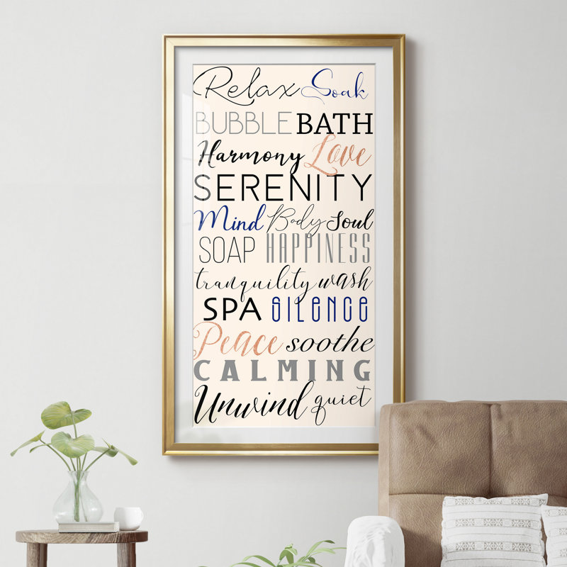 Bath Expressions - Cadre photo, impression d'art textuel sur papier, H 10,5 po x l 18,5 po x P 1,5 po, Papier encadré doré