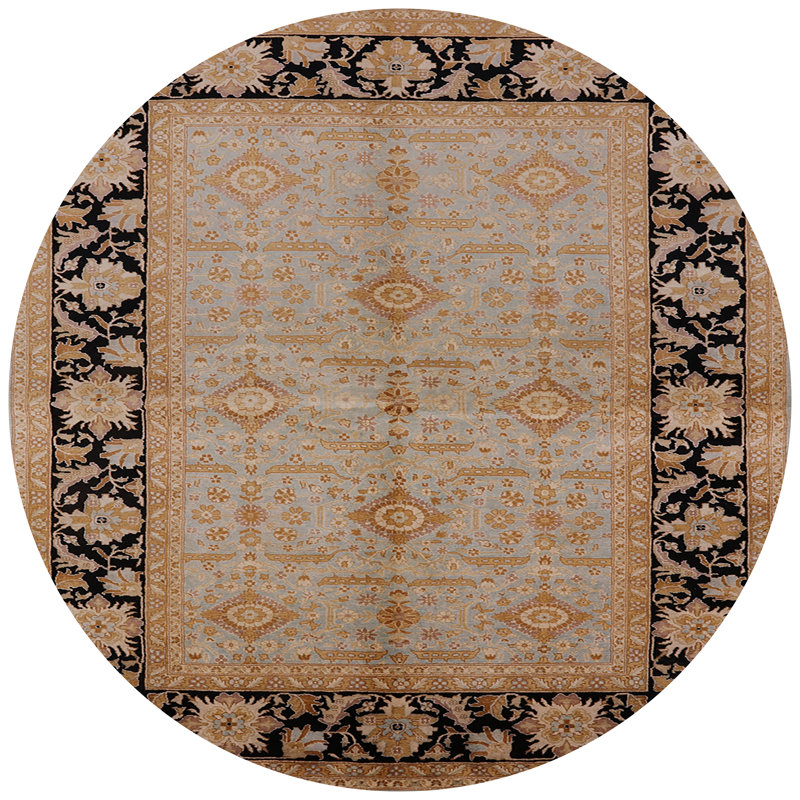 Tapis oriental brun / bleu Raghi, Rond 8 pi
