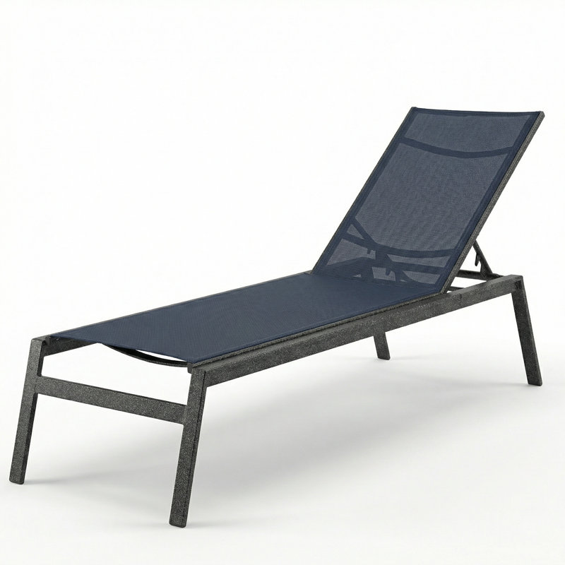 Chaise, Dupioni Sapphire Sling/Granite