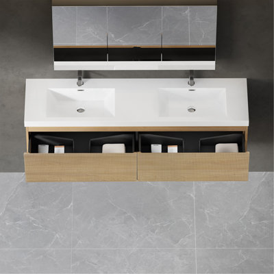 Ensemble de meuble-lavabo mural 72 po avec évier flottant 72 po.