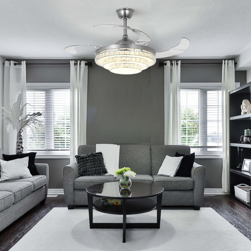 Jordani 42'' Ceiling Fan with LED Lights, Silver