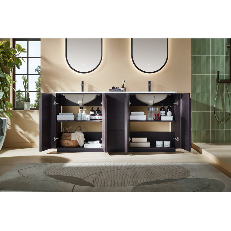 Parma 72" W Double Vanity, Espresso Oak