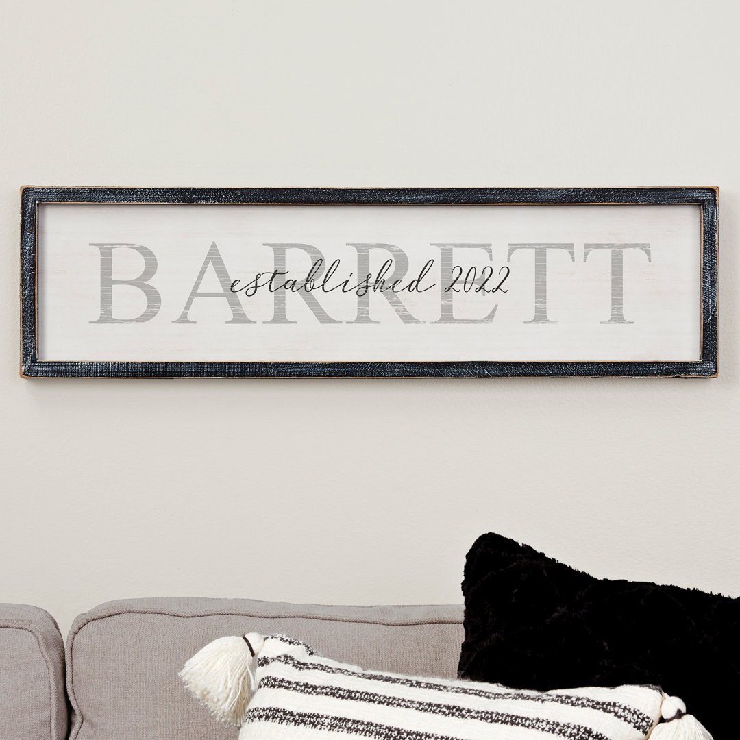 Family Name Personalized Long Blackwashed 30"X8" Barnwood Frame Wall Art - Floater Frame Textual Art on Wood Personalization Mall 