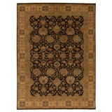 Hand Knotted Wool Oriental Area Rug in Black And Gold