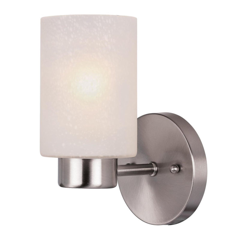 Armed Sconce, Brushed Nickel, Frosted Seeded