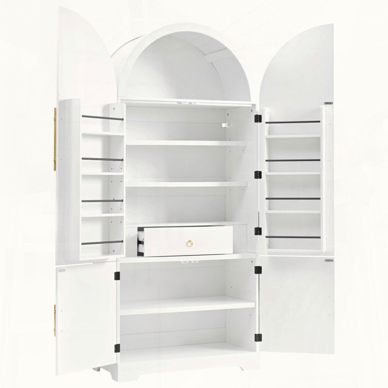 Arched Fluted Kitchen Pantry Cabinet
