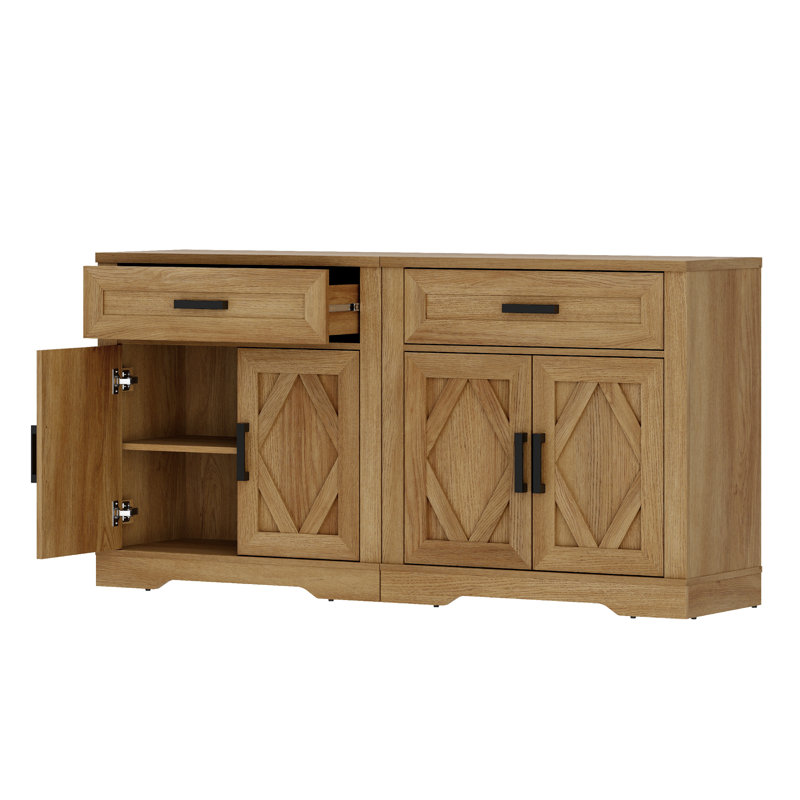 Laziza 2-In-1 TV Stand For Up To 75" Tvs,Farmhouse Entertainment Center With Storage Barn Door Cabinet,TV Console Table With Media Cabinet And Drawers For Living Room,Bedroom,