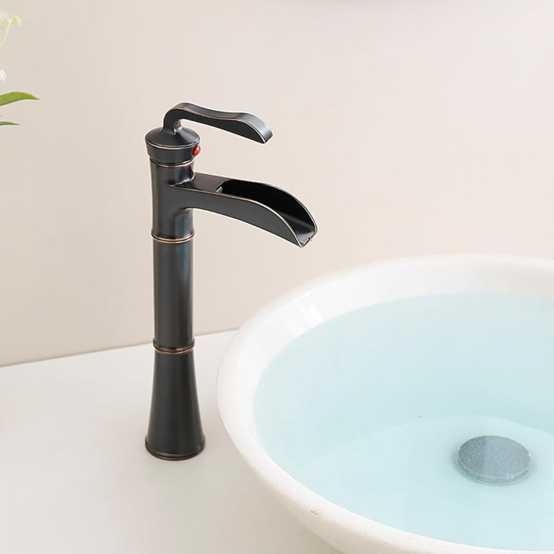Robinet de lavabo de salle de bain monocorps à poignée simple en bronze huilé, Bronze frotté à l'huile