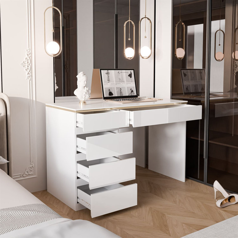 Desk AURORA with drawers, Gold