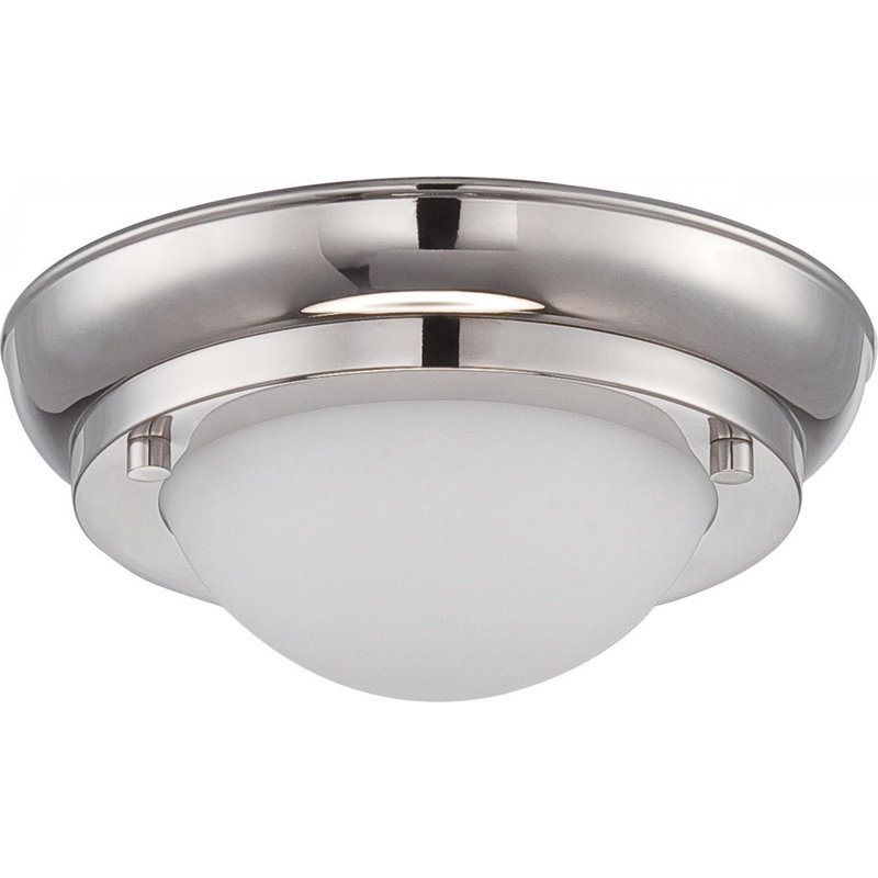 Glass Flush Mount, 2.75" H x 6.50" W x 6.50" D, Polished Nickel