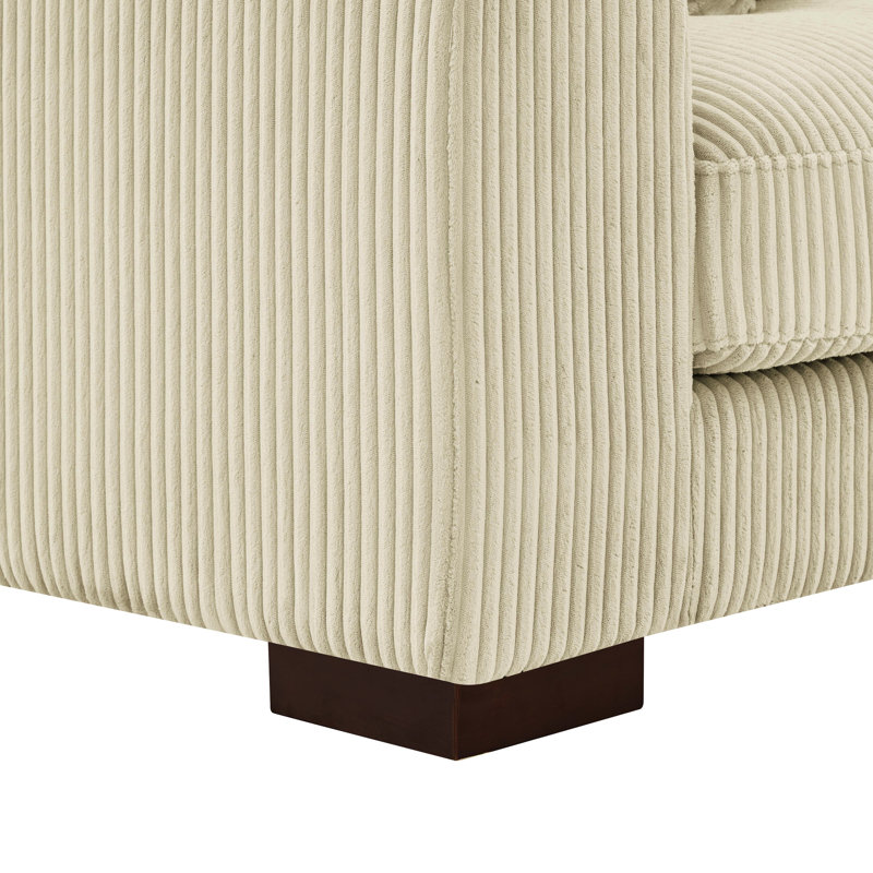 Grand grand canapé modulaire rembourré en velours côtelé beige à 3 sièges pour plus de confort Facile à assembler - Rempli de canapé Installation simple
