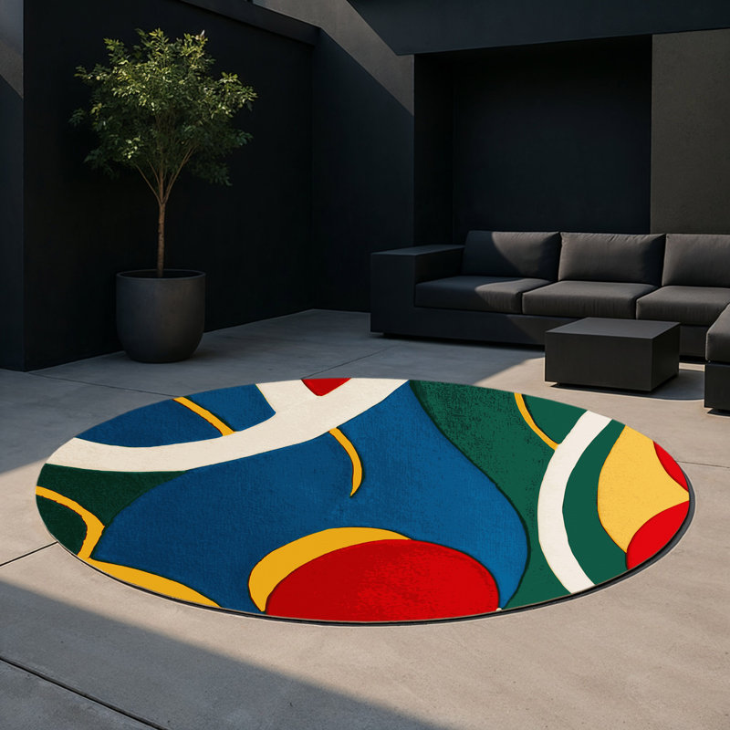 Retro Horizon Indoor And Outdoor Area Rug, Round 5'